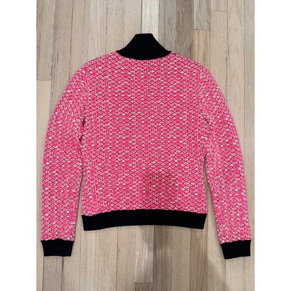 Chanel 19B Coco Neige Ski Pink Quilted Black Logo Wool Cardigan Zip Up Jacket 38 - Picture 15 of 16